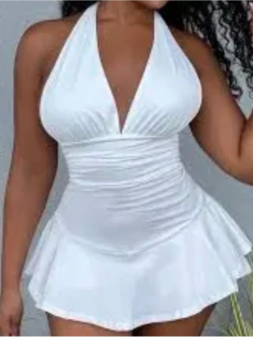 White Halter Skater Dress - Women
